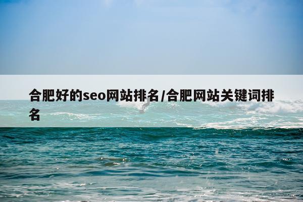 合肥好的seo网站排名/合肥网站关键词排名
