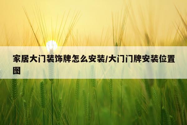 家居大门装饰牌怎么安装/大门门牌安装位置图