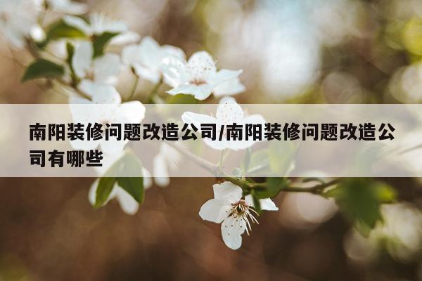 南阳装修问题改造公司/南阳装修问题改造公司有哪些