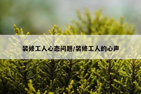 装修工人心态问题/装修工人的心声