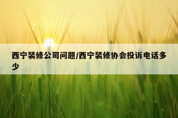 西宁装修公司问题/西宁装修协会投诉电话多少