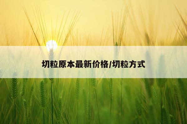 切粒原本最新价格/切粒方式