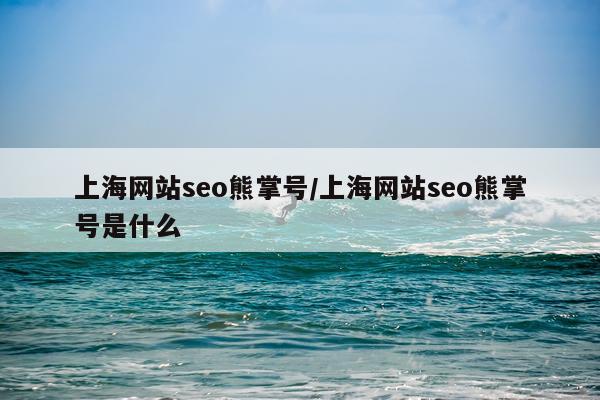 上海网站seo熊掌号/上海网站seo熊掌号是什么