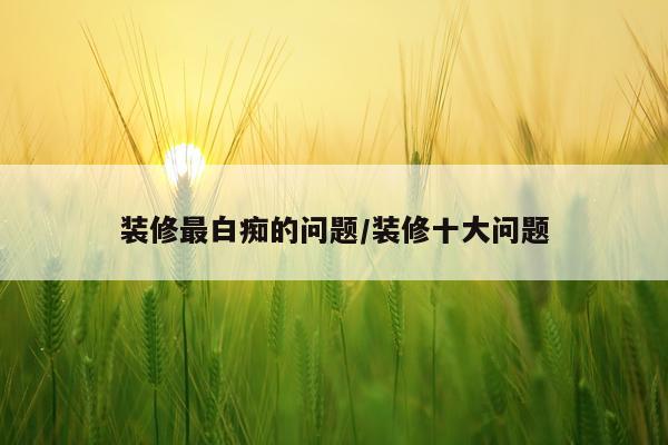 装修最白痴的问题/装修十大问题