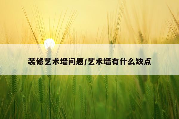 装修艺术墙问题/艺术墙有什么缺点
