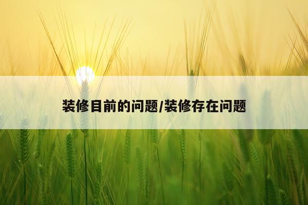 装修目前的问题/装修存在问题