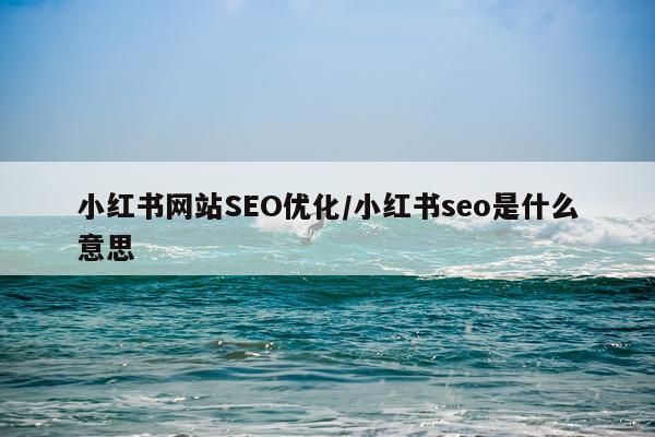 小红书网站SEO优化/小红书seo是什么意思
