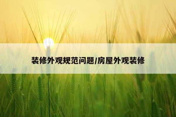 装修外观规范问题/房屋外观装修