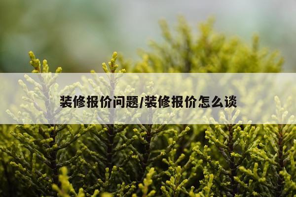 装修报价问题/装修报价怎么谈