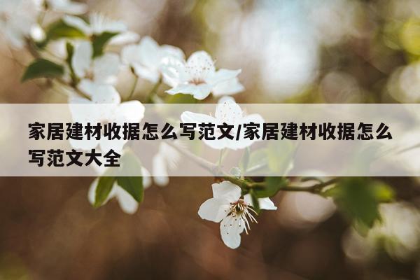 家居建材收据怎么写范文/家居建材收据怎么写范文大全