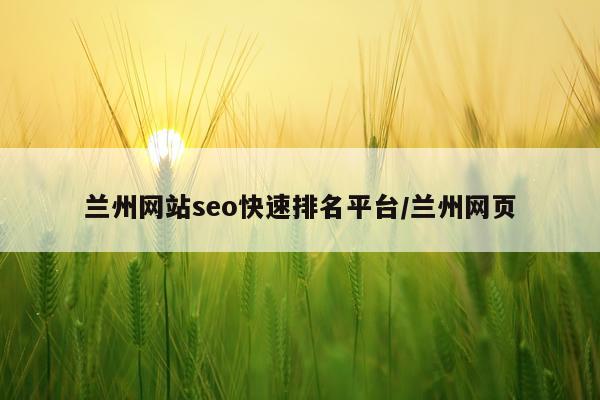 兰州网站seo快速排名平台/兰州网页