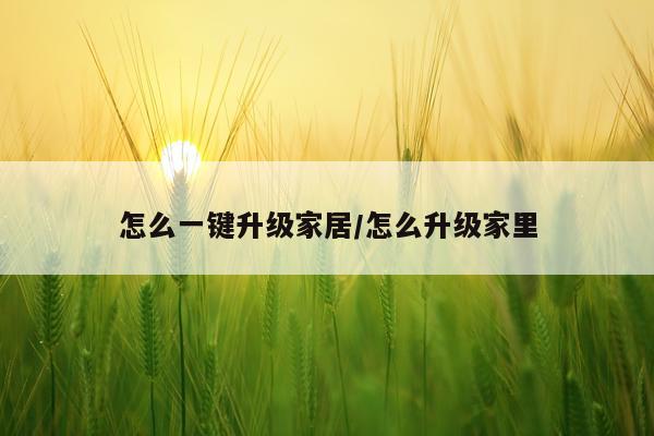 怎么一键升级家居/怎么升级家里