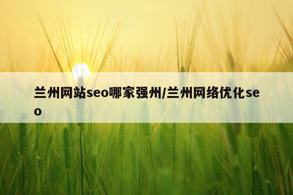 兰州网站seo哪家强州/兰州网络优化seo