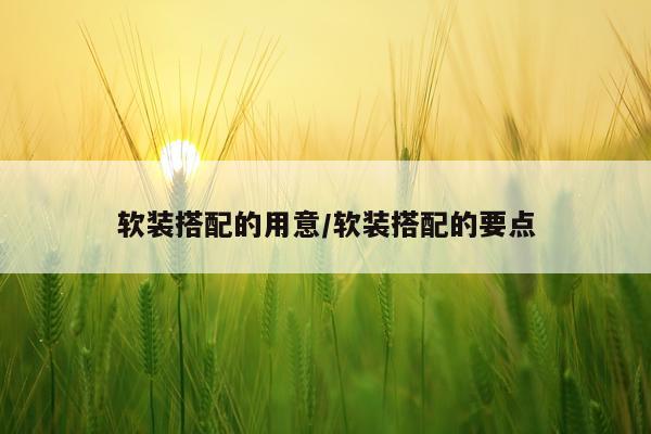 软装搭配的用意/软装搭配的要点