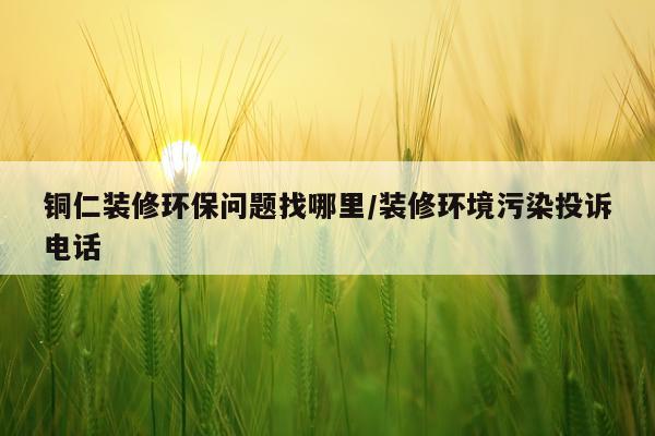 铜仁装修环保问题找哪里/装修环境污染投诉电话