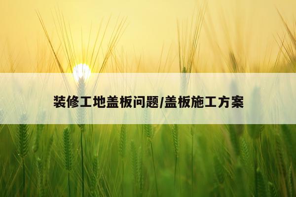 装修工地盖板问题/盖板施工方案