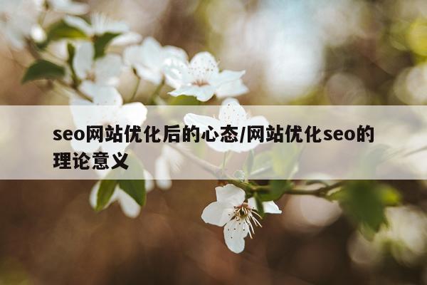 seo网站优化后的心态/网站优化seo的理论意义