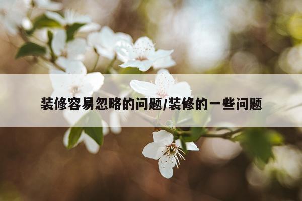 装修容易忽略的问题/装修的一些问题