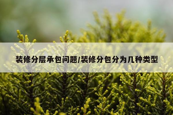 装修分层承包问题/装修分包分为几种类型