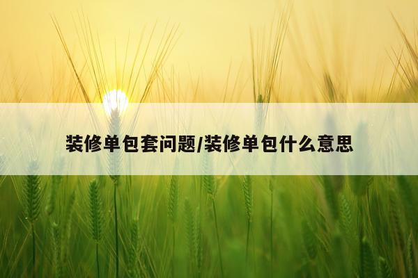装修单包套问题/装修单包什么意思