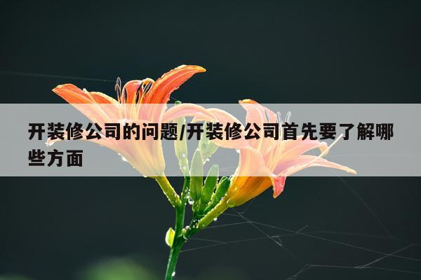 开装修公司的问题/开装修公司首先要了解哪些方面