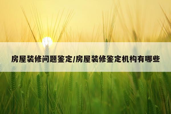 房屋装修问题鉴定/房屋装修鉴定机构有哪些