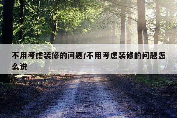 不用考虑装修的问题/不用考虑装修的问题怎么说
