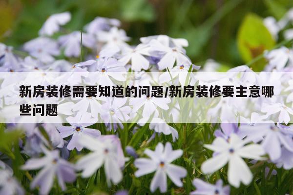 新房装修需要知道的问题/新房装修要主意哪些问题